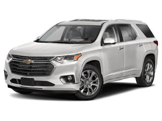 white 2021 chevy traverse front left angle view