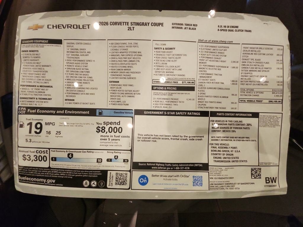 2026 Chevrolet Corvette Stingray 2LT