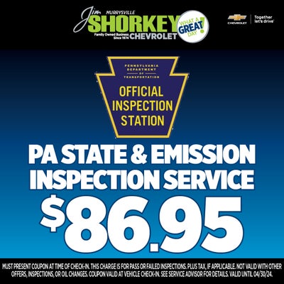 $86.95 PA State & Emission Inspection Service!